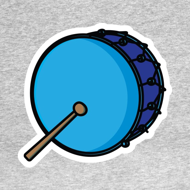 Drum Snare with Sticks Sticker vector illustration. Music instrument object icon concept. Drum musical sticker symbol or snare drum with sticks sticker design logo. by AlviStudio